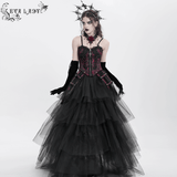 Brocade Corset with Chains and Adjustable Garter Straps