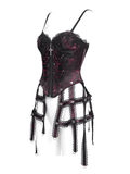 Brocade Corset with Chains and Adjustable Garter Straps