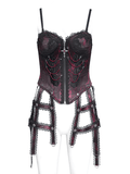 Brocade Corset with Chains and Adjustable Garter Straps