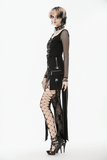 Buckled Straps Maxi Skirt with Slit and Metal Details