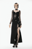 Buckled Straps Maxi Skirt with Slit and Metal Details