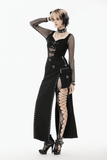 Buckled Straps Maxi Skirt with Slit and Metal Details