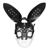 Bunny Mask with 3D Ears: Gothic Lace and Leather