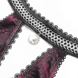 Burgundy Gothic Halter Dress with Lace Layers