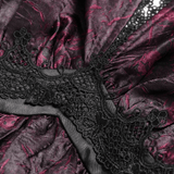 Burgundy Gothic Halter Dress with Lace Layers