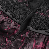 Burgundy Gothic Halter Dress with Lace Layers