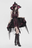Burgundy Gothic Halter Dress with Lace Layers