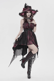 Burgundy Gothic Halter Dress with Lace Layers