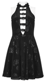 Captivating Halter Dress with Gothic Velvet Rose Design
