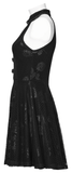 Captivating Halter Dress with Gothic Velvet Rose Design
