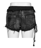 Chic Black Denim Shorts with Lace-Up Side Detailing