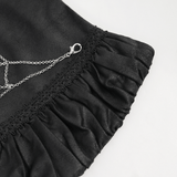 Chic Black Gothic Skirt with Spider Web Details