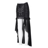 Chic Black Gothic Skirt with Spider Web Details