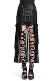 Chic Black Gothic Skirt with Spider Web Details