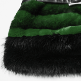 Chic Black-Green Faux Fur Mini Skirt with Belt Detailing