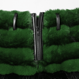 Chic Black-Green Faux Fur Mini Skirt with Belt Detailing