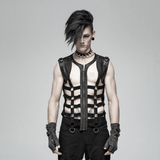 Chic Black Skeleton Vest with Stylish Punk Detail