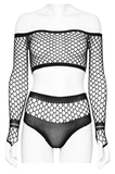 Chic Fishnet Off-Shoulder Top and Bikini Combination