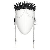Chic Gothic Black Crystal Headband Featuring Tassel Accents