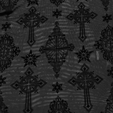 Chic Gothic Mesh Top with Cross Patterned Flocking