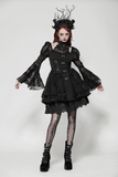 Chic Gothic Mini Dress with Delicate Butterfly Details