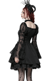 Chic Gothic Mini Dress with Delicate Butterfly Details