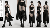 Chic Gothic Shorts with Removable Chiffon Cape Detail
