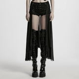 Chic Gothic Shorts with Removable Chiffon Cape Detail