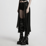 Chic Gothic Shorts with Removable Chiffon Cape Detail