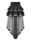 Chic High Low Lace Skirt with Layered Ruffle Train