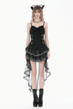 Chic High Low Lace Skirt with Layered Ruffle Train