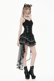 Chic High Low Lace Skirt with Layered Ruffle Train