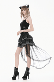 Chic High Low Lace Skirt with Layered Ruffle Train