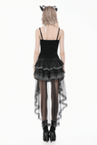 Chic High Low Lace Skirt with Layered Ruffle Train