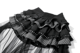 Chic High Low Lace Skirt with Layered Ruffle Train