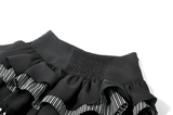 Chic High Low Lace Skirt with Layered Ruffle Train