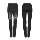 Chic Mesh-Panel Iron Ring Women's Leggings for an Edgy Look