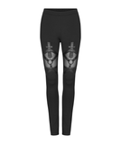 Chic Mesh-Panel Iron Ring Women's Leggings for an Edgy Look