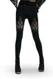 Chic Mesh-Panel Iron Ring Women's Leggings for an Edgy Look