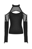 Chic Mesh Top with Cutout Design and Lace-Up Sleeves