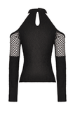 Chic Mesh Top with Cutout Design and Lace-Up Sleeves