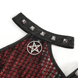 Chic Off-Shoulder Halter Top with Pentagram And Buckle