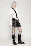 Chic Plaid and Striped Skirt with Faux Leather Waist