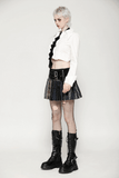 Chic Plaid and Striped Skirt with Faux Leather Waist