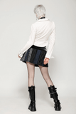 Chic Plaid and Striped Skirt with Faux Leather Waist
