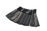 Chic Plaid and Striped Skirt with Faux Leather Waist