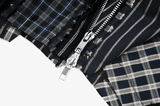 Chic Plaid and Striped Skirt with Faux Leather Waist