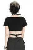 Chic Punk Women's Crop Top with Metallic Details