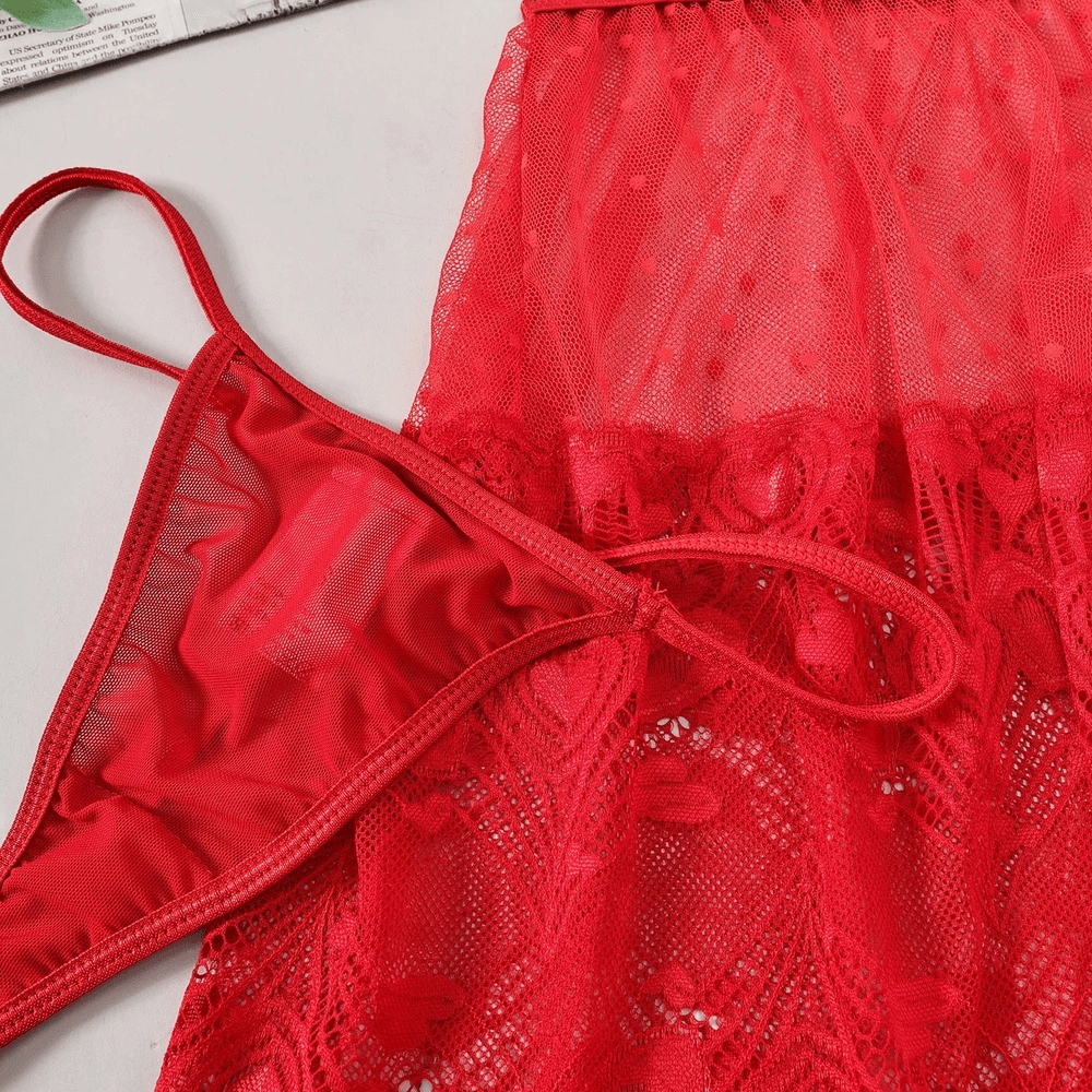 Chic Red Lace Babydolls Dress - Romantic Evening Wear - EVE's SECRETS