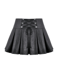 Chic Women's Pleated Mini Skirt With Lace-Up Waist Accents